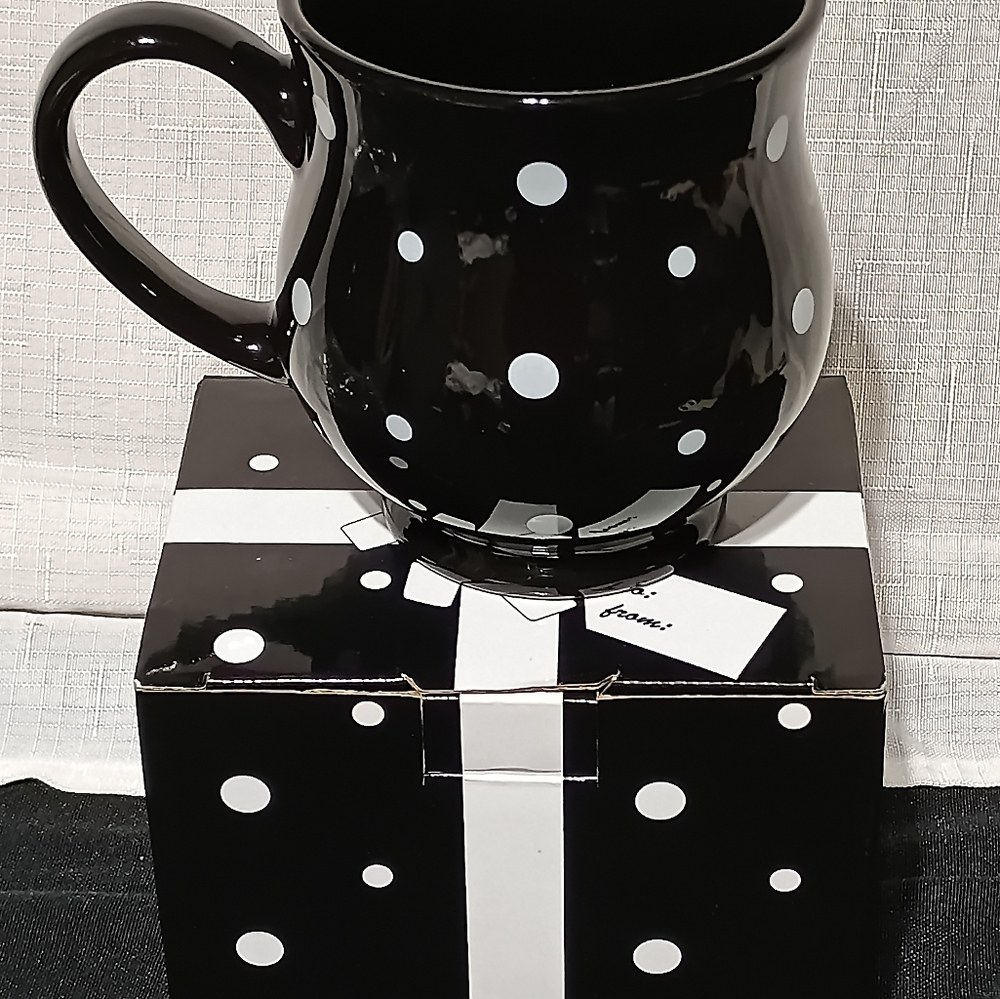 Temptations Black and White Polka Dot Mug